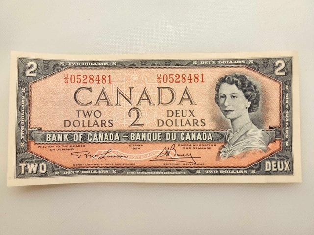 1954 Canada $2 Bill – Excellent/Uncirculated Condition
