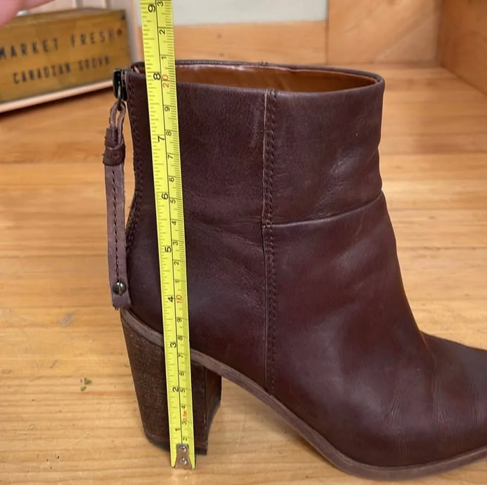 Franco Sarto Brown Leather Heeled Ankle Boots size 6.5 image indicator(10)