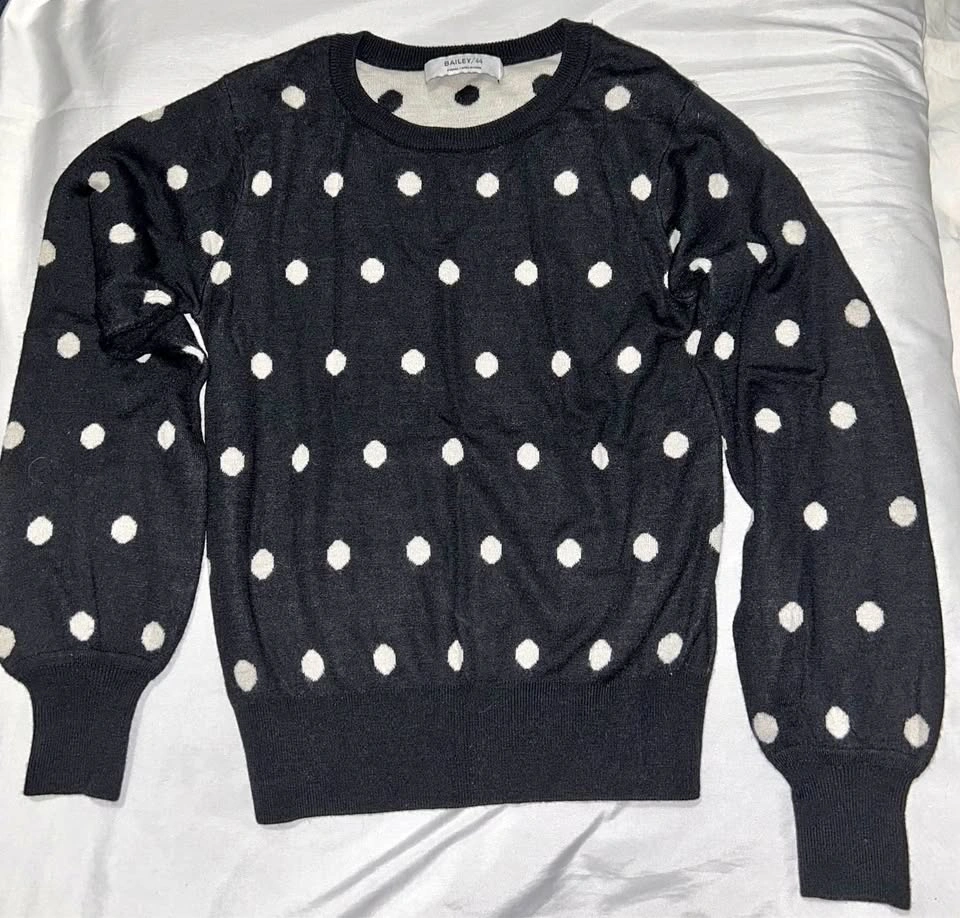 Bailey 44 Black/White Polka Dot Crewneck Sweater SZ XS 🏈