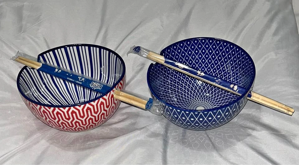 Selamica Set of 2 Colorful Ceramic 15 OZ Ramen Bowls