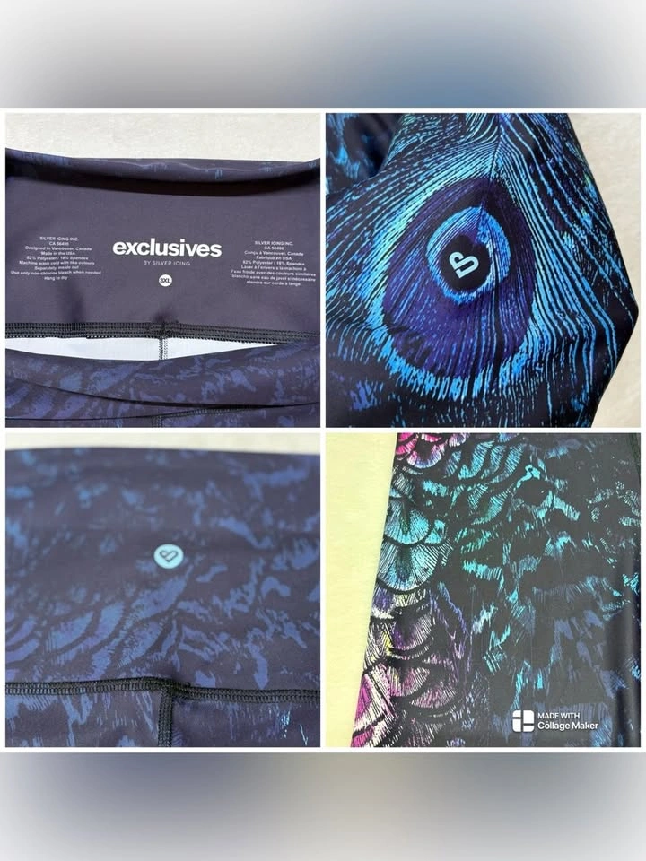 Silver Icing Peacock Print High Waisted Leggings Plus Size 3XL - photo 2