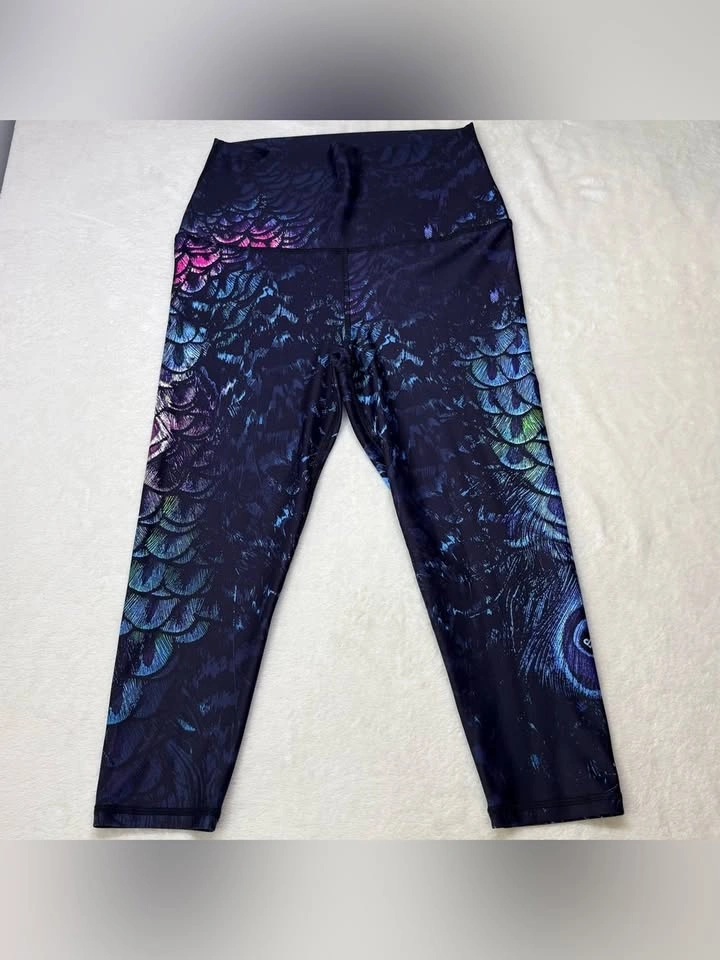 Silver Icing Peacock Print High Waisted Leggings Plus Size 3XL - photo 3