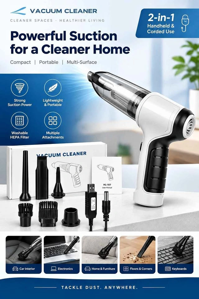 2-in-1 Handheld Corded Vacuum & blower Cleaner