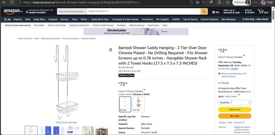 New Bamodi Shower Caddy 3 Tier Over Door - photo 4