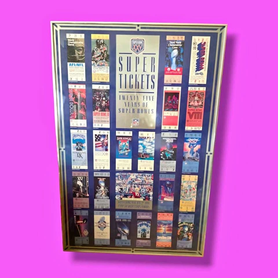 Vintage 1991 NFL Super Bowl XXV Commemorative Framed Poster