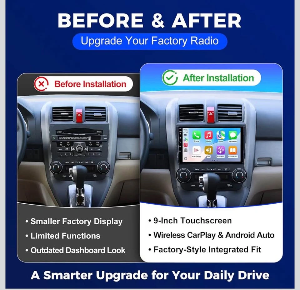 9" Car Radio Stereo Carplay Screen Upgrade for Honda CRV - photo 2