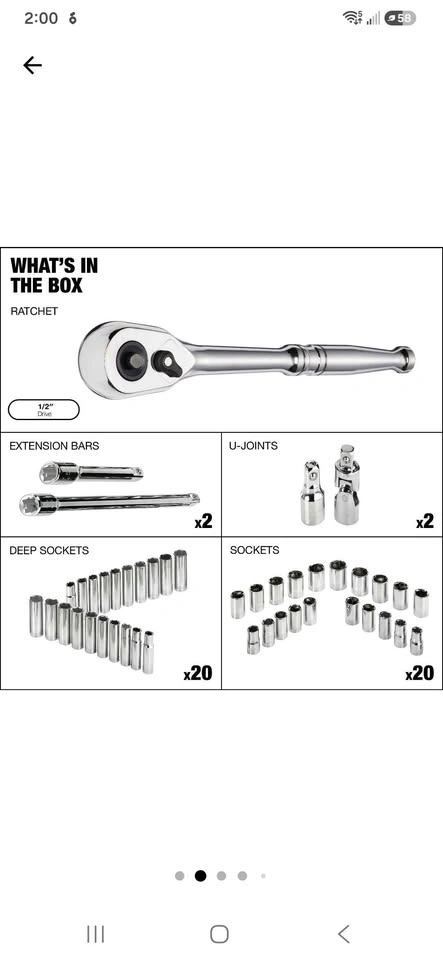 Maximum 45-Piece 1/2-inch Drive Mechanics Tool Set - photo 3