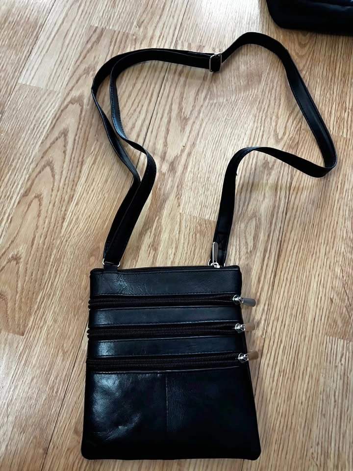 Black Multi-Zipper Crossbody Bag