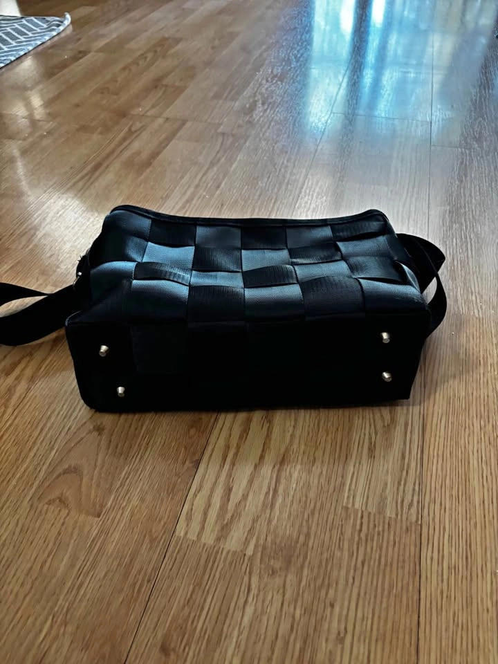 Harveys Black Woven Seatbelt Crossbody Bag