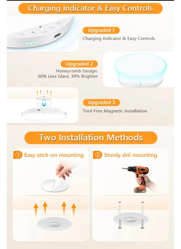 8W Rechargeable Motion Sensor Closet Ceiling Light - photo 5