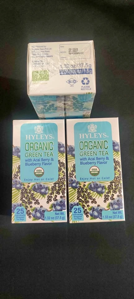 3 boxes - Hyleys Organic Green Tea (Acai Berry & Blueberry)