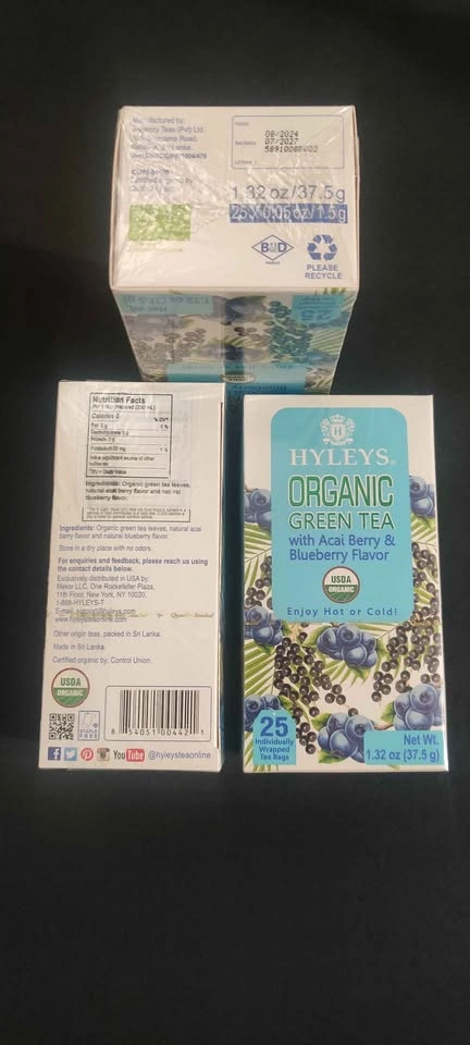 3 boxes - Hyleys Organic Green Tea (Acai Berry & Blueberry) - photo 2