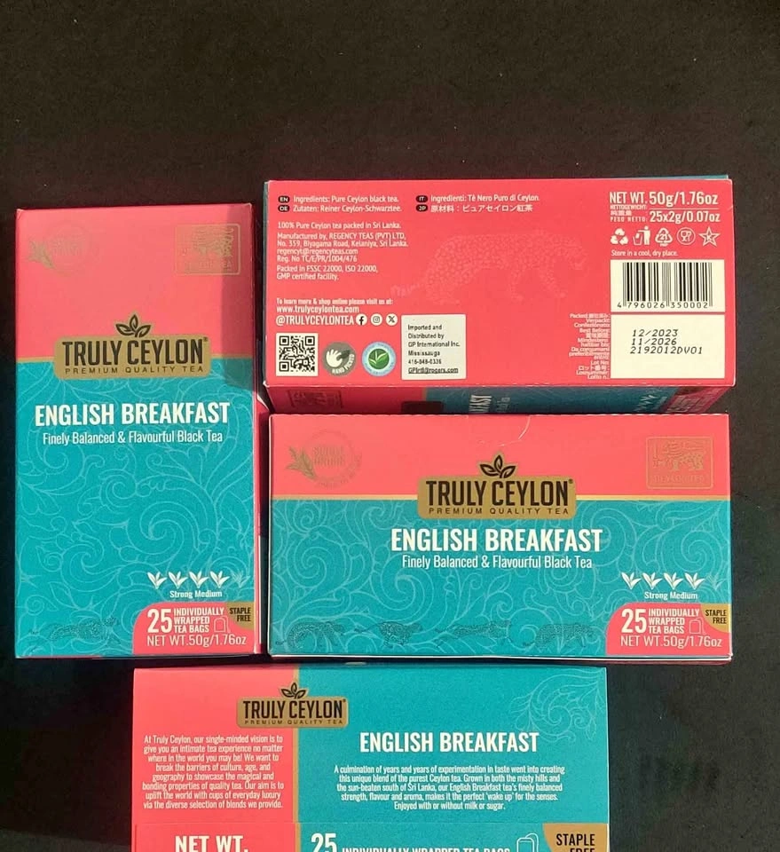 NEW 4 boxes - Truly Ceylon English Breakfast Black Tea
