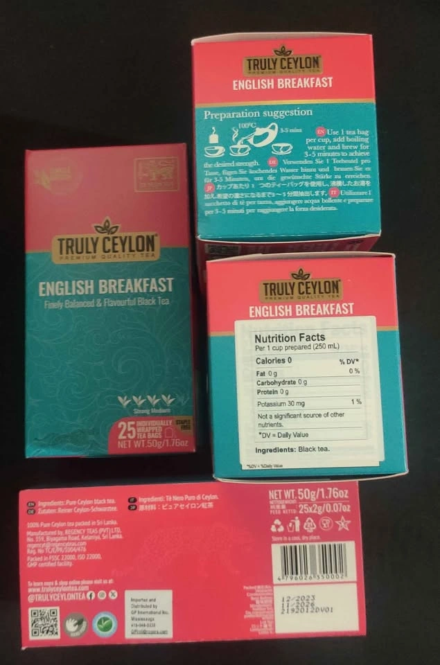 NEW 4 boxes - Truly Ceylon English Breakfast Black Tea - photo 2