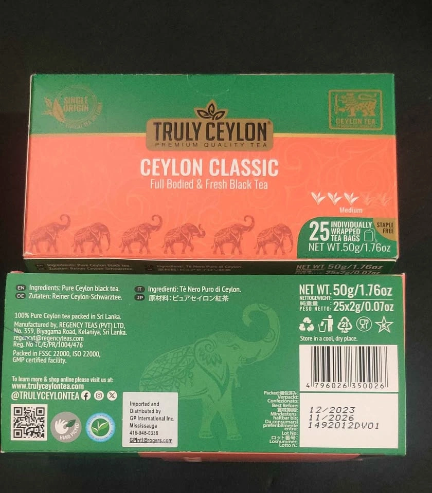 NEW 2 boxes - Truely Ceylon Classic Black Tea (25 tea bags/box) - photo 2