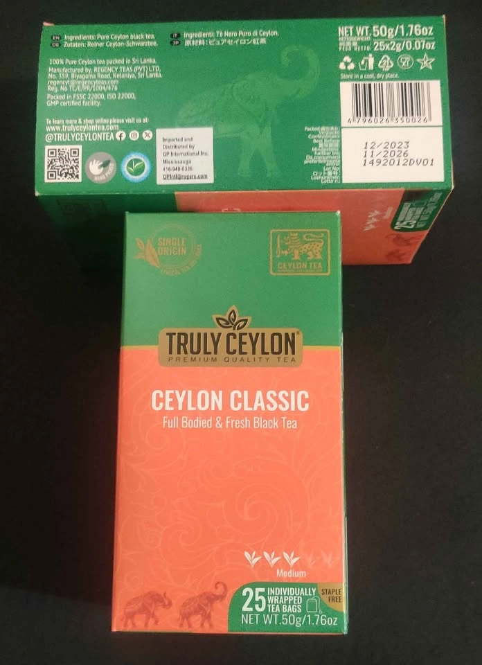 NEW 2 boxes - Truely Ceylon Classic Black Tea (25 tea bags/box) - photo 3