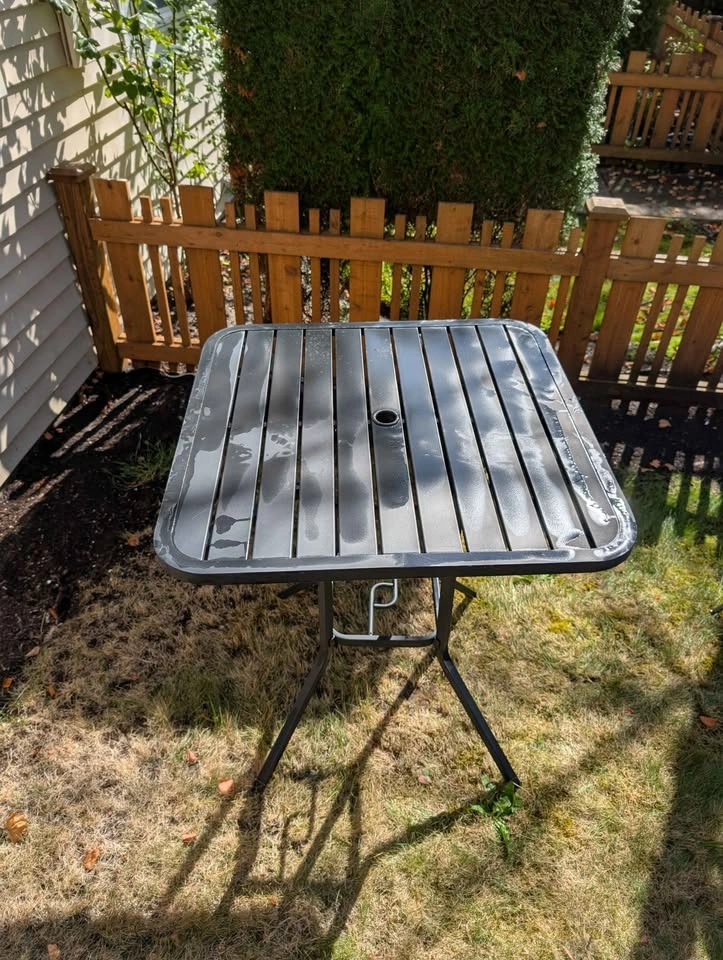 Metal Bar Height Patio Table with 4 Folding Chairs - photo 3