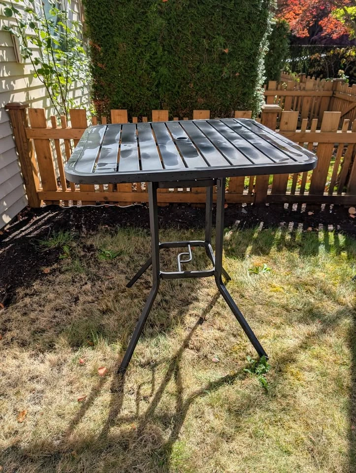 Metal Bar Height Patio Table with 4 Folding Chairs - photo 4