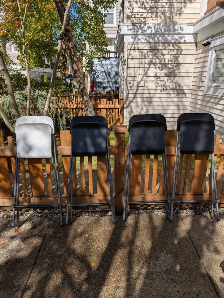 Metal Bar Height Patio Table with 4 Folding Chairs - photo 5
