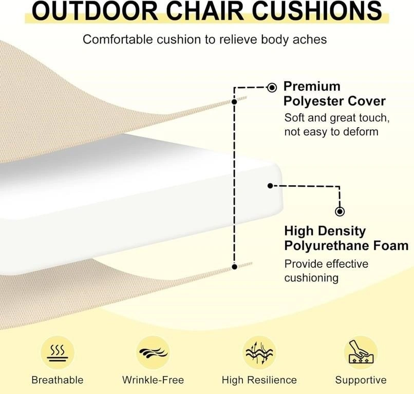 New Downluxe Outdoor Waterproof Memory Foam Chair Cushions - photo 5