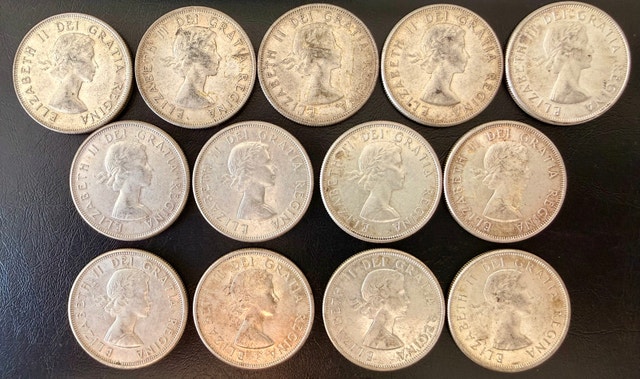 Lot of 13 Canadian 80% Silver 50-Cent Coins - photo 2