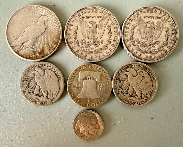 Lot of 6 U.S. 90% Silver Coins plus buffalo nickel - photo 2