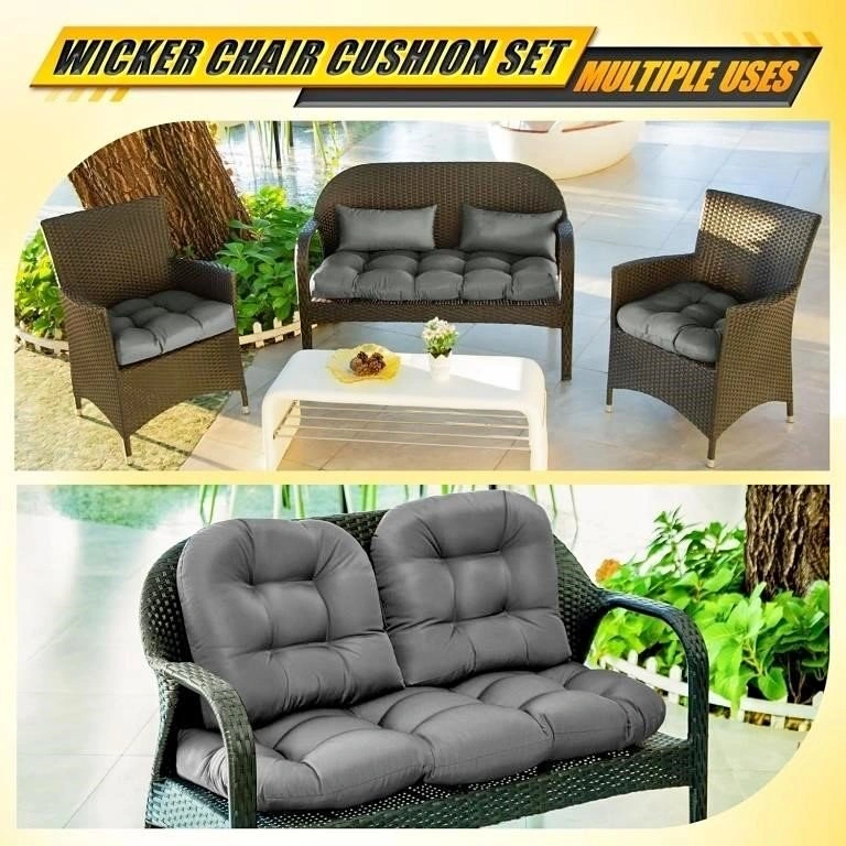 NEW MAGIC ELEPHANT Memory Foam Wicker Chair Cushions, Set of 5