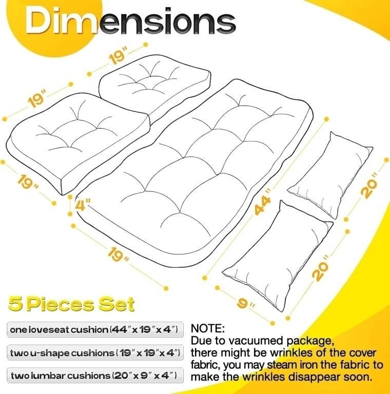 NEW MAGIC ELEPHANT Memory Foam Wicker Chair Cushions, Set of 5 - photo 2