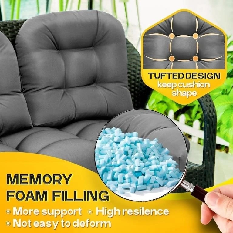 NEW MAGIC ELEPHANT Memory Foam Wicker Chair Cushions, Set of 5 - photo 3