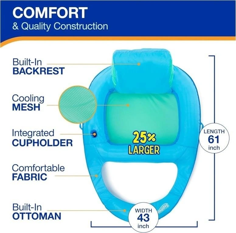 NEW SwimWays Inflatable Pool Floats Recliner Chair XL - photo 5