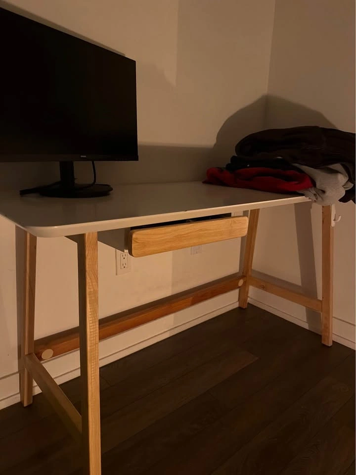 Modern Grey & Natural Wood Desk + Ergonomic Office Chair - photo 2