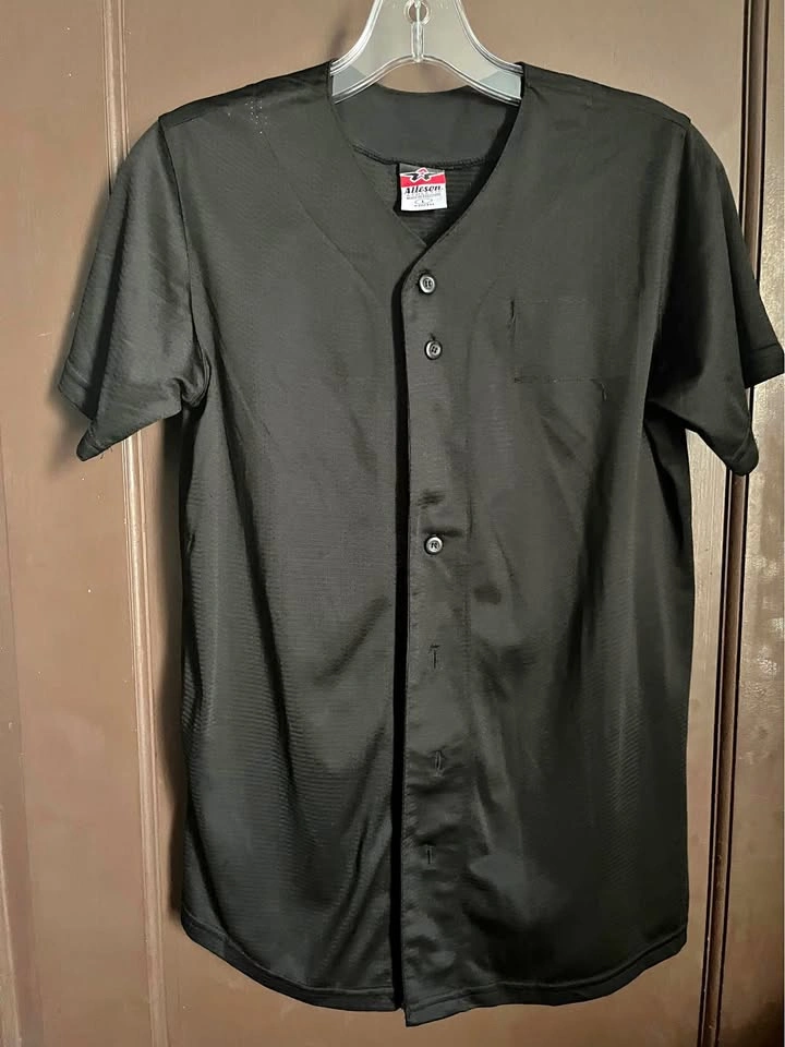 Alleson Athletic Youth Black Button-Front Baseball Jersey
