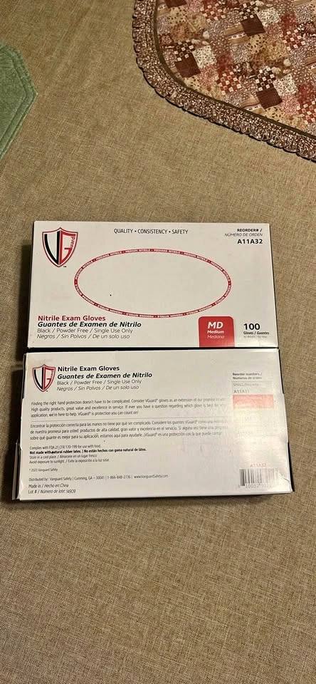 2 Boxes VGuard Medium Black Nitrile Exam Gloves