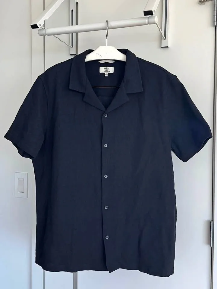 Rw&Co Mens black short sleeve textured shirt