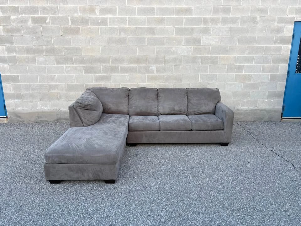 Large Grey Sectional Sofa with Long Chaise