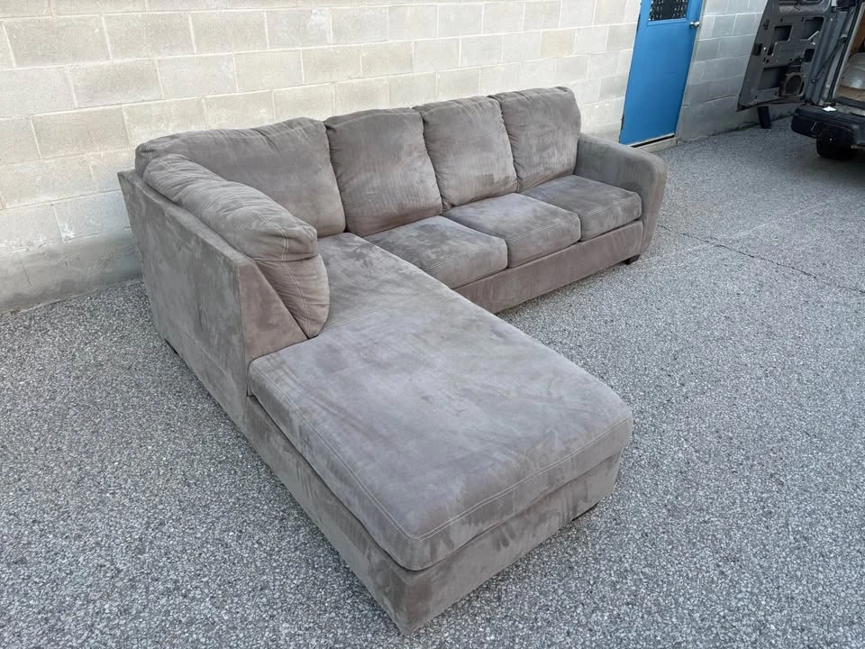Large Grey Sectional Sofa with Long Chaise - photo 2