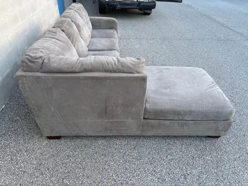 Large Grey Sectional Sofa with Long Chaise - photo 4