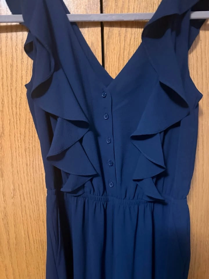 Reitmans Signature Navy Blue Ruffle Jumpsuit - photo 2