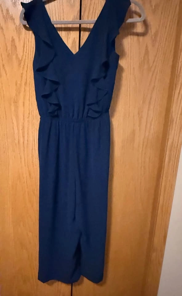 Reitmans Signature Navy Blue Ruffle Jumpsuit - photo 4
