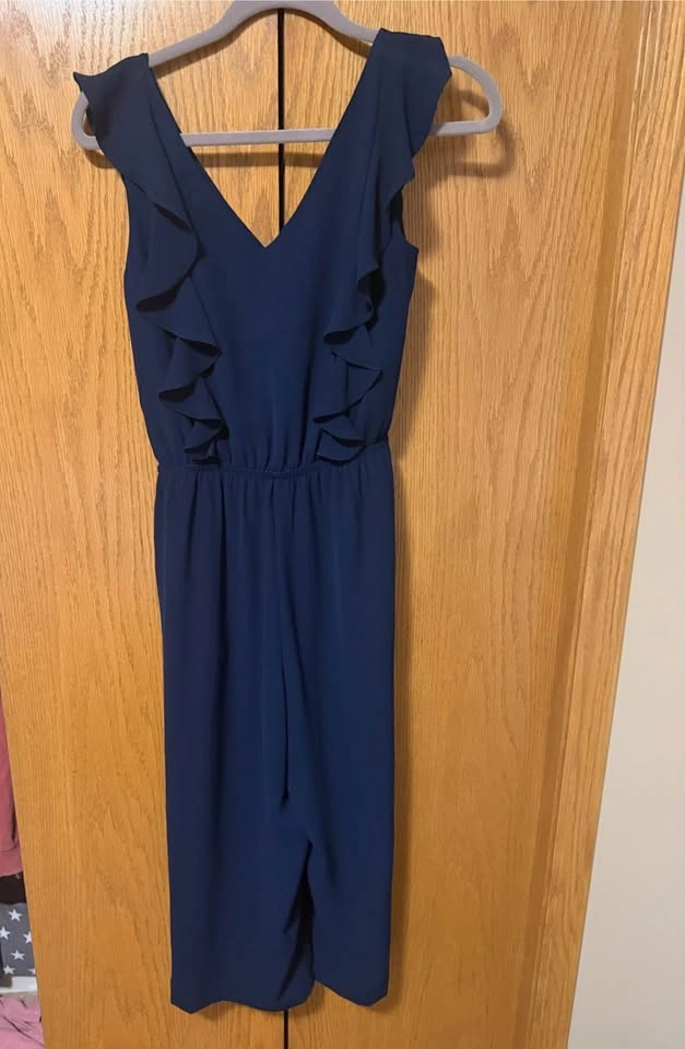 Reitmans Signature Navy Blue Ruffle Jumpsuit - photo 5