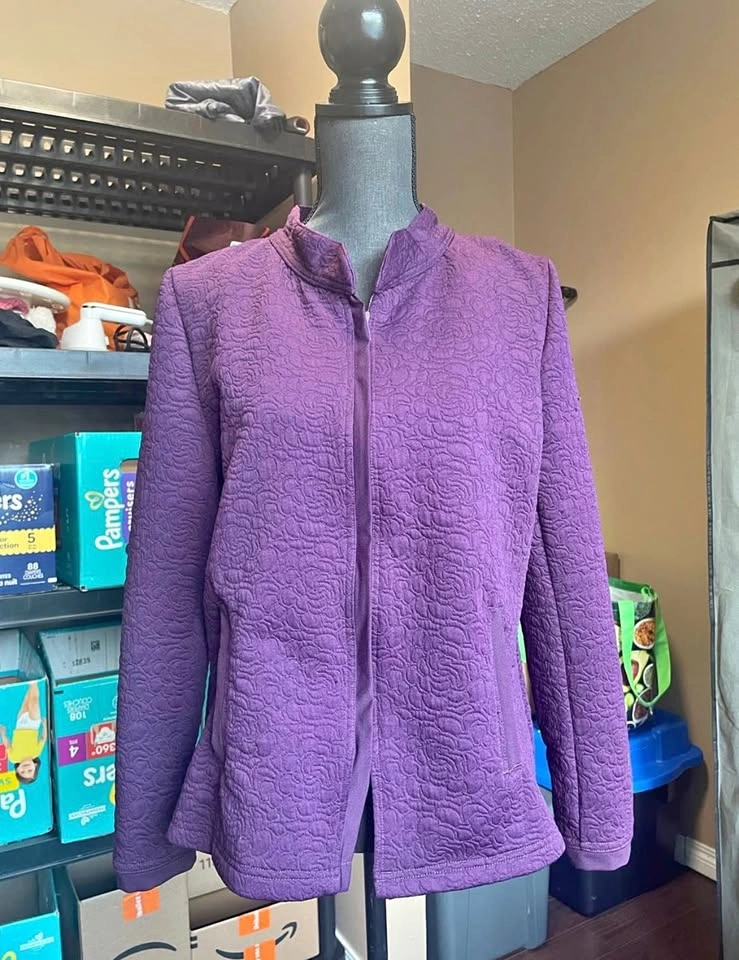 Royal Purple Zip-Up Textured Blazer