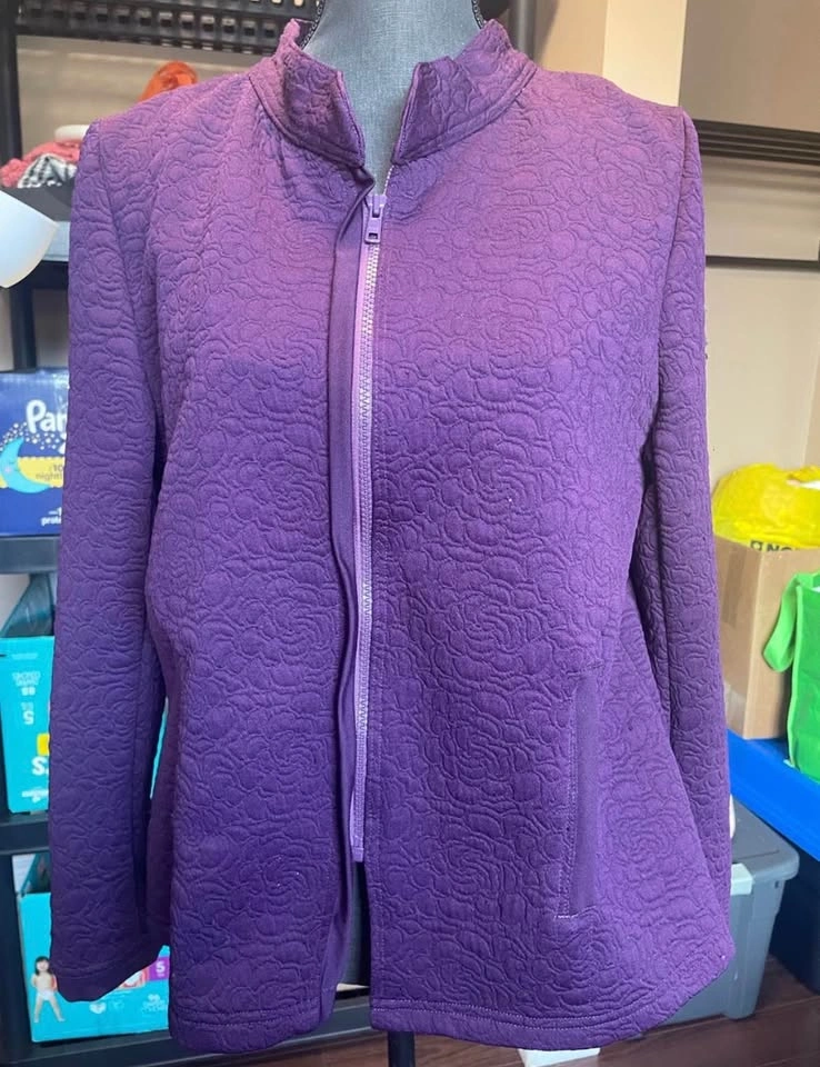 Royal Purple Zip-Up Textured Blazer - photo 3