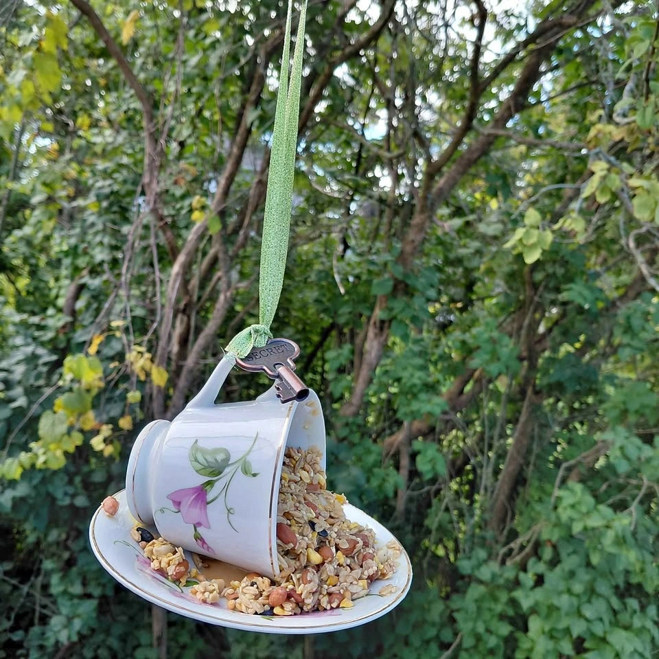 Vintage Teacup Bird Feeder