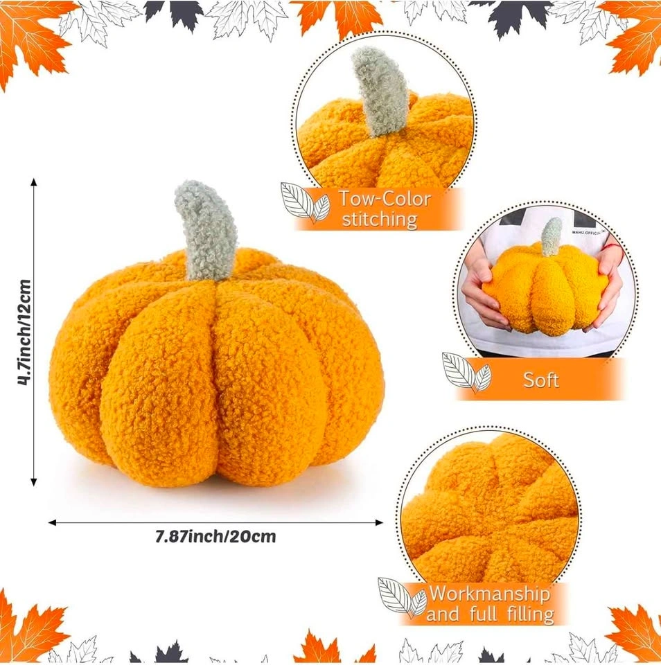 Namalu 3 Pcs Thanksgiving Pumpkin Pillows, 7.87 Inch - photo 2