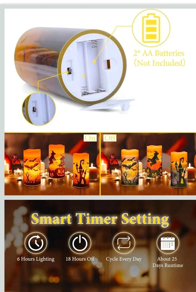 Halloween 6 Pack Flameless Candle Lights, Flameless LED Candle - photo 2