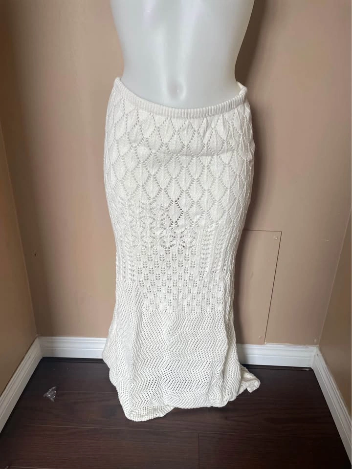 Crochet/Knit White Midi Dress/Skirt - photo 3