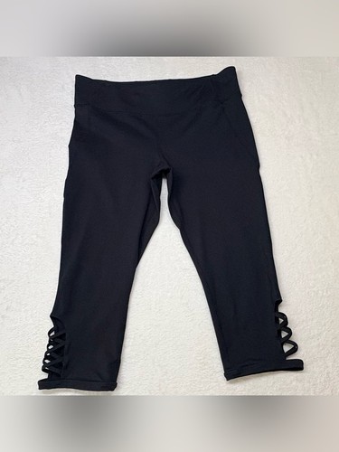 Sears Black Criss Cross Cutout Cropped Leggings Size Large - photo 2