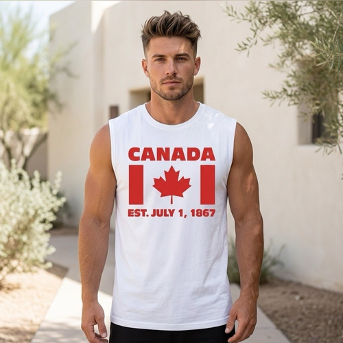 Canada White Graphic Sleeveless Tank Top Muscle Shirt XL