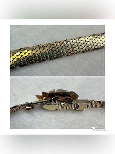 Vintage 80s Gold Mesh Chain Belt Rose Buckle Size S - photo 2