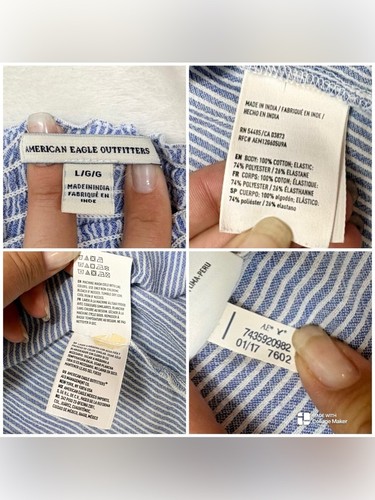 American Eagle Blue White Striped Off Shoulder Peplum Top L - photo 2